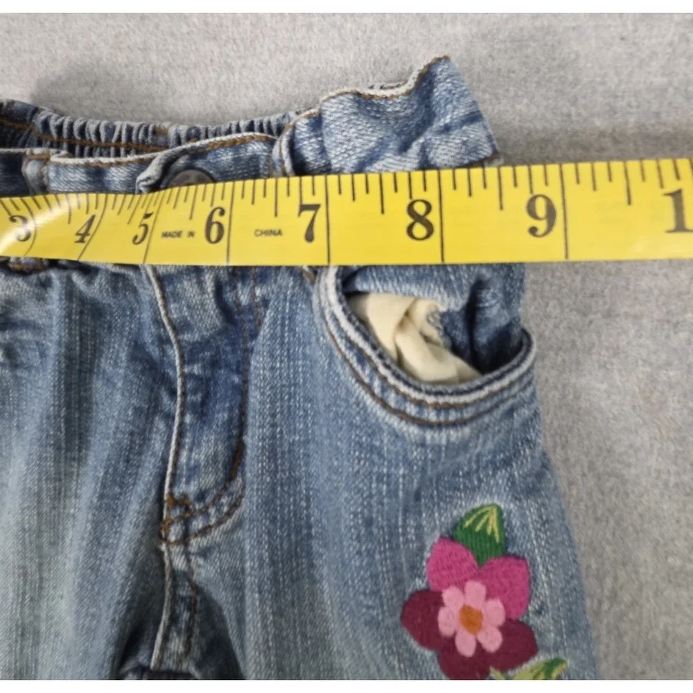 The Childrens Place Girls 18M Embroidered Jeans Stretch Flower Butterfly Boho